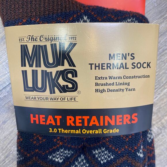 Muk Luks Heat Retainer Insulated Thermal Socks Shoe Sz 10-13 Cold Weather Snow - Picture 2 of 11